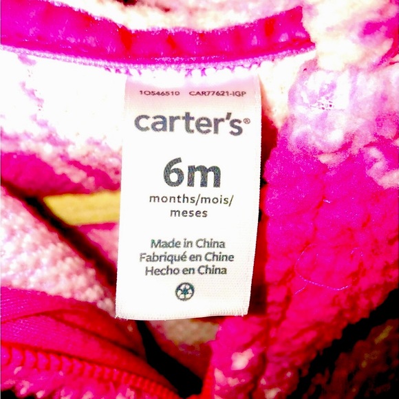 Carters Pink White Soft Plaid Sherpa Hooded Jumpsuit, snuggly bear ears 6mo NWT - Picture 6 of 12